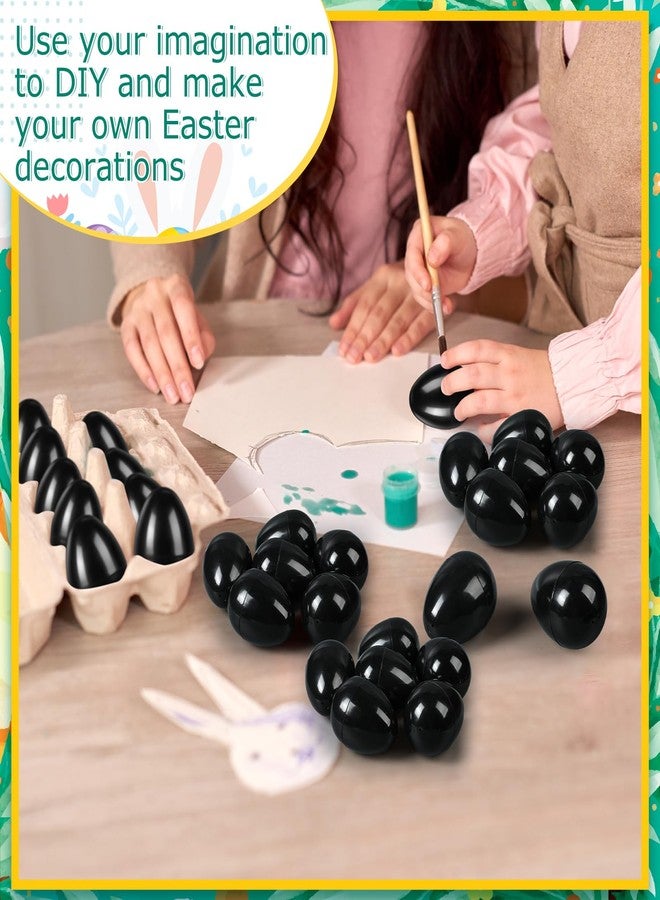 Leitee Black 24 Pcs Plastic Easter Eggs 4 Inch Large Blank Paintable Eggs Detachable DIY Decoration for Easter Basket Stuffers Fillable Hunting Treats Party Favor Gift - Image 5